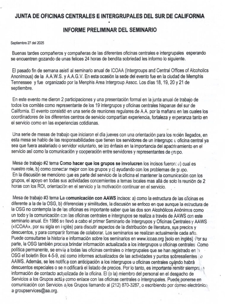 informe preliminar frente